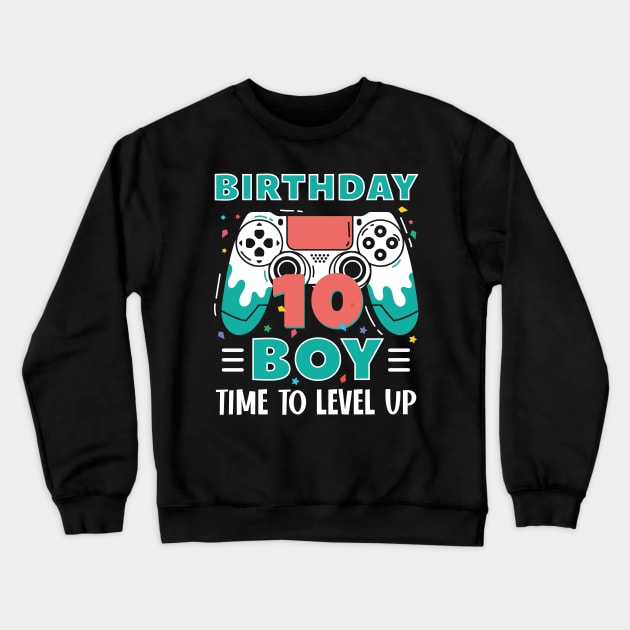 10th Birthday Boy Gamer Funny B-day Gift For Boys kids toddlers Crewneck Sweatshirt by tearbytea